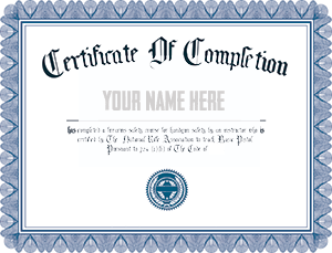 Oregon Concealed Certificate of Completion